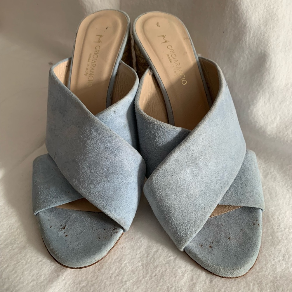 Grigiarancio Sky Blue Suede Heels